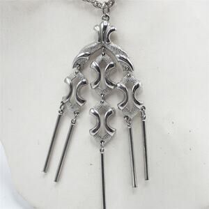 Statement Necklace Pendant Costume Jewelry Silver Tone